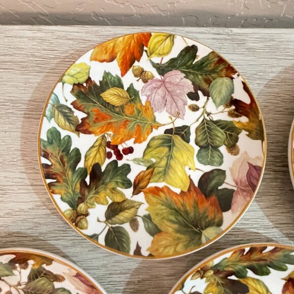New Fall Leaf Plates Set of 5 Pamela Gladding Santa Barbara Ceramic Design - Picture 2 of 8